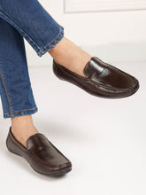 Load image into Gallery viewer, Men Brown Solid Leather Formal Loafers