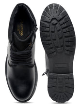 Load image into Gallery viewer, Men Black Solid Leather Mid-Top Boots