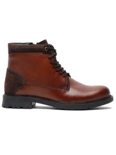 Load image into Gallery viewer, Men Brown Solid Leather Mid-Top Boots