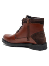 Load image into Gallery viewer, Men Brown Solid Leather Mid-Top Boots