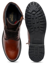 Load image into Gallery viewer, Men Brown Solid Leather Mid-Top Boots