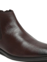 Load image into Gallery viewer, Mens Leather Chelsea Boots With Mid Top Block Heels