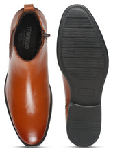 Load image into Gallery viewer, Mens Leather Chelsea Boots With Mid Top Block Heels