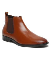 Load image into Gallery viewer, Mens Leather Chelsea Boots With Mid Top Block Heels