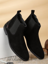 Load image into Gallery viewer, Men's Black Suede Leather Mid-Top Chelsea Boots