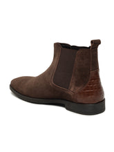 Load image into Gallery viewer, Men's Brown Suede Leather Mid-Top Chelsea Boots
