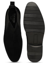 Load image into Gallery viewer, Men's Black Suede Leather Mid-Top Chelsea Boots