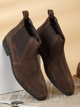 Load image into Gallery viewer, Men's Dark Brown Suede Leather Mid-Top Chelsea Boots