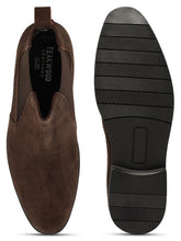 Load image into Gallery viewer, Men's Dark Brown Suede Leather Mid-Top Chelsea Boots