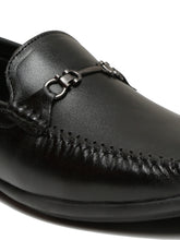 Load image into Gallery viewer, Men Black Leather Solid Loafers