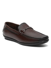 Load image into Gallery viewer, Men Textured Brown Leather Loafers shoes