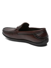 Load image into Gallery viewer, Men Textured Brown Leather Loafers shoes