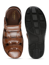 Load image into Gallery viewer, Men Tan Solid Leather Sandal