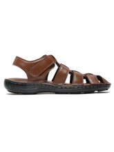 Load image into Gallery viewer, Men Tan Solid Leather Sandal