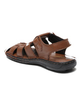 Load image into Gallery viewer, Men Tan Solid Leather Sandal