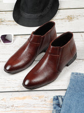 Load image into Gallery viewer, Men's Brown Solid Leather Slip-on Boots