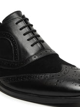 Load image into Gallery viewer, Men's Black & Black Leather Lace-Up Oxford Shoes