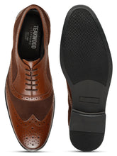 Load image into Gallery viewer, Men's Wood & Brown Leather Lace-Up Oxford Shoes