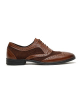 Load image into Gallery viewer, Men's Wood & Brown Leather Lace-Up Oxford Shoes