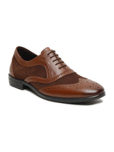 Load image into Gallery viewer, Men's Wood & Brown Leather Lace-Up Oxford Shoes