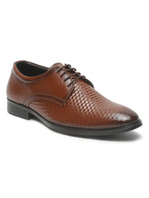 Load image into Gallery viewer, Mens's Brown Patterned Texture Leather Formal Shoes