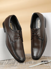 Load image into Gallery viewer, Men's Brown Solid Leather Lace-up Formal Shoes