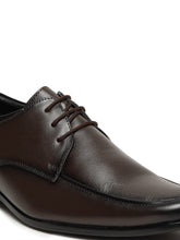 Load image into Gallery viewer, Men's Brown Solid Leather Lace-up Formal Shoes