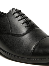 Load image into Gallery viewer, Men's Black Solid Leather Lace-Up Formal Shoes