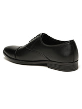 Load image into Gallery viewer, Men's Black Solid Leather Lace-Up Formal Shoes
