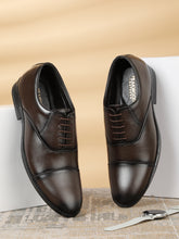 Load image into Gallery viewer, Men's Brown Solid Leather Lace-Up Formal Shoes