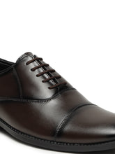 Load image into Gallery viewer, Men's Brown Solid Leather Lace-Up Formal Shoes