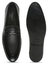 Load image into Gallery viewer, Men's Black Patterned Leather Moccasins with buckle