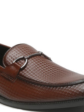 Load image into Gallery viewer, Men's Brown Patterned Leather Moccasins with buckle