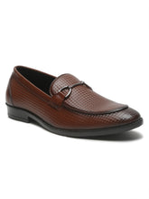 Load image into Gallery viewer, Men's Brown Patterned Leather Moccasins with buckle
