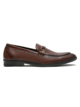 Load image into Gallery viewer, Men's Brown Patterned Leather Moccasins with buckle