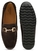 Load image into Gallery viewer, Men's Brown Suede Leather Loafers With Golden Buckle