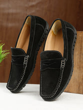 Load image into Gallery viewer, Men's Black Suede Leather Loafers