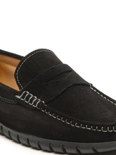 Load image into Gallery viewer, Men's Black Suede Leather Loafers