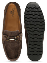 Load image into Gallery viewer, Men's Brown Suede Leather Loafers With Antique Gold Buckle