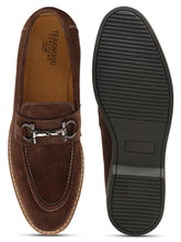 Load image into Gallery viewer, Men's Brown Suede Leather Loafers With Antique Silver Buckle