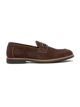 Load image into Gallery viewer, Men's Brown Suede Leather Loafers With Antique Silver Buckle