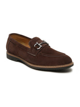 Load image into Gallery viewer, Men's Brown Suede Leather Loafers With Antique Silver Buckle