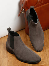 Load image into Gallery viewer, Men Grey Suede Mid-Top Chelsea Boot