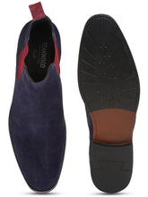 Load image into Gallery viewer, Men Navy Suede Mid-Top Chelsea Boot