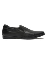 Load image into Gallery viewer, Teakwood Leathers Men Black Textured Leather Slip-on EVA Sole Shoes