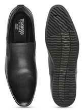 Load image into Gallery viewer, Teakwood Leathers Men Black Textured Leather Slip-on EVA Sole Shoes