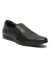 Load image into Gallery viewer, Teakwood Leathers Men Black Textured Leather Slip-on EVA Sole Shoes