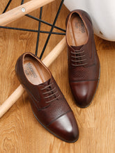 Load image into Gallery viewer, Teakwood Leathers Men Brown Textured Leather Derbys