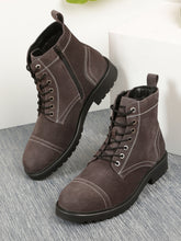 Load image into Gallery viewer, Mens Grey Leather Lace-up Boots