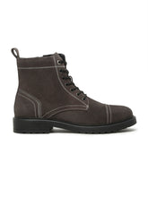 Load image into Gallery viewer, Mens Grey Leather Lace-up Boots